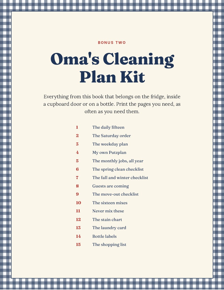 Cover of Bonus 2, Oma's Cleaning Plan Kit