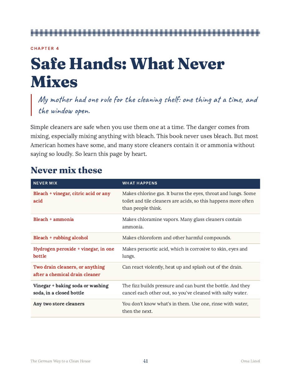 Sample page: What must never be mixed